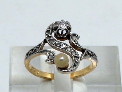 Anello art deco - deco, perla